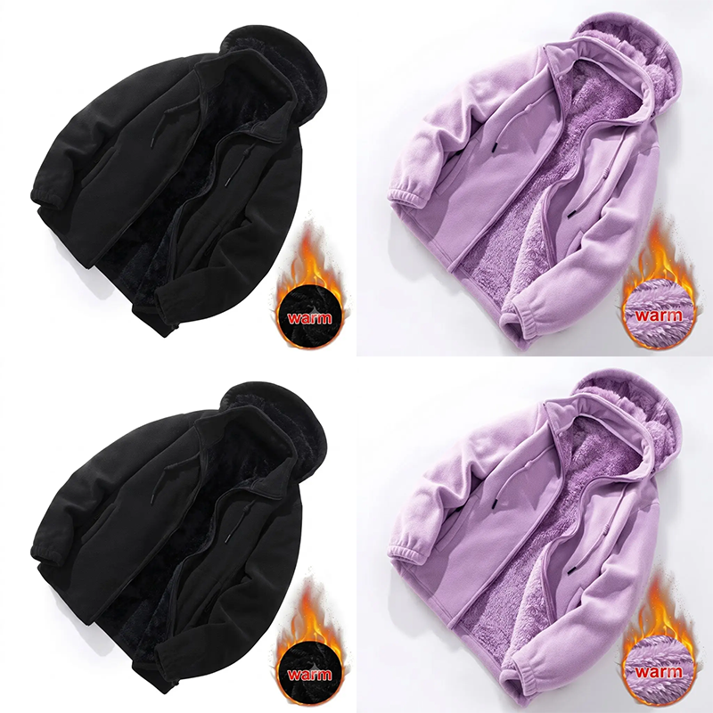 Women's 4-Pack Warm Fleece Jacket – Hooded Thick Lined Casual Winter Cardigan