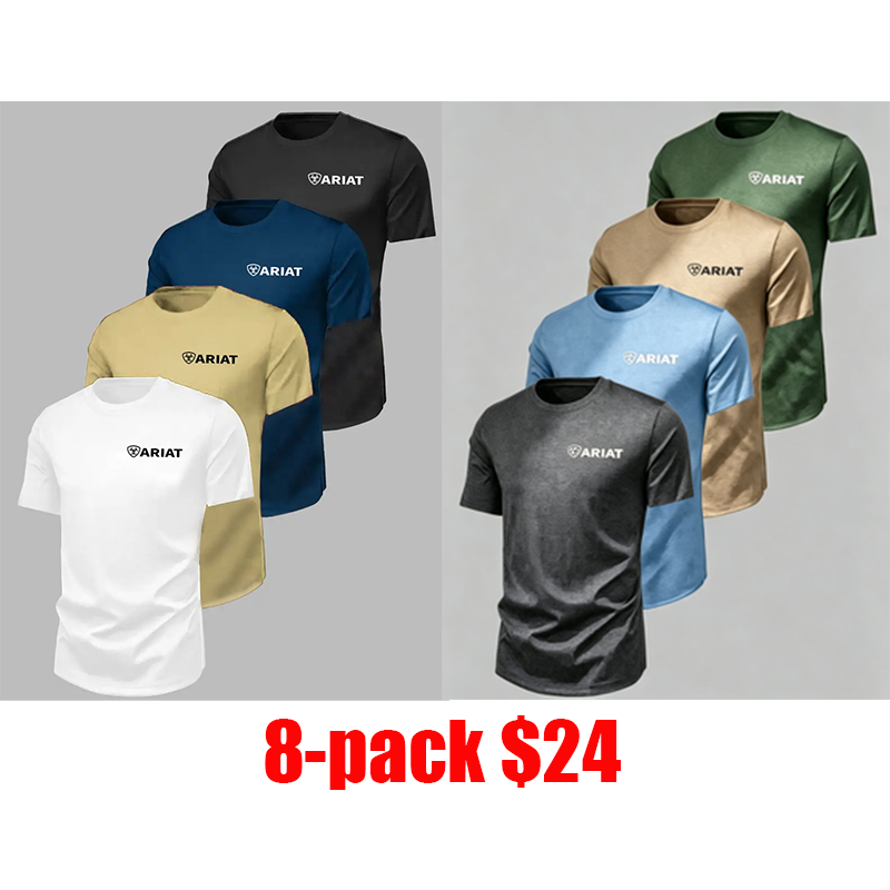 Men's 8-Pack Retro Graphic Tee – Quick-Dry Breathable Summer T-Shirt