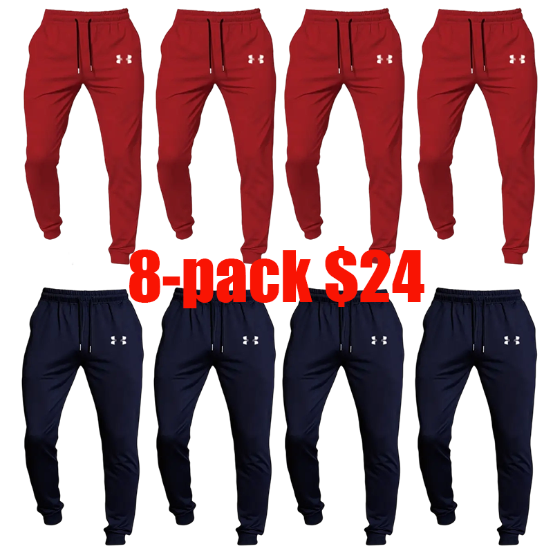 Men's 8-Pack Loose Joggers – Soft Stretch Sweatpants with Pockets, Retro Street Style