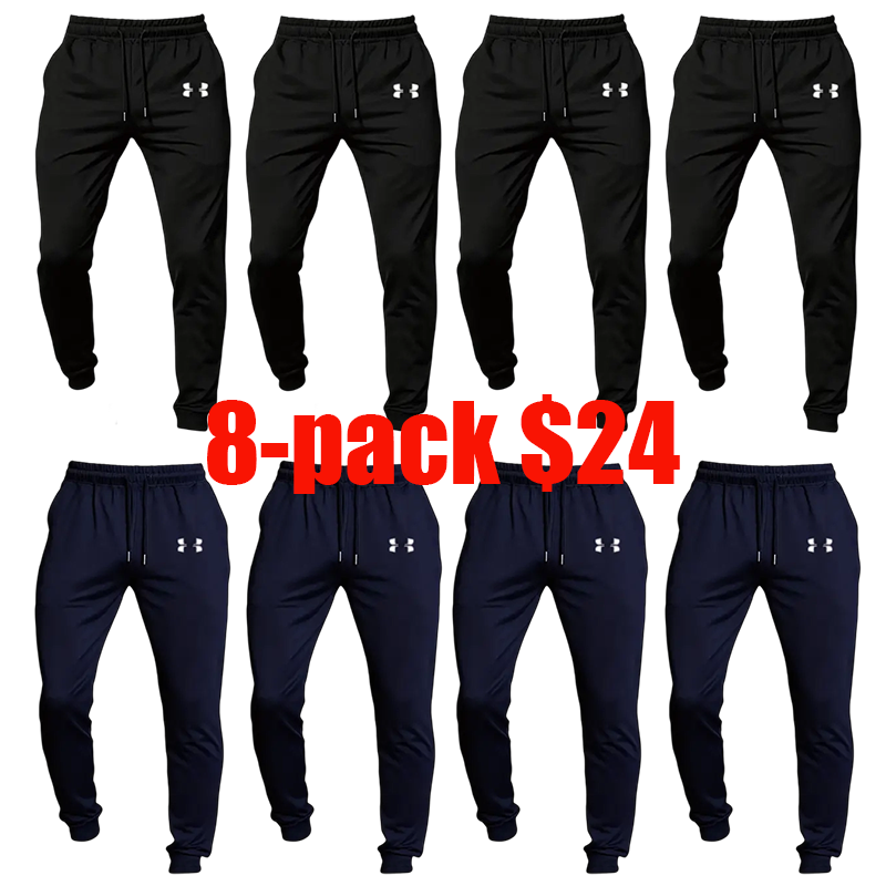 Men's 8-Pack Loose Joggers – Soft Stretch Sweatpants with Pockets, Retro Street Style