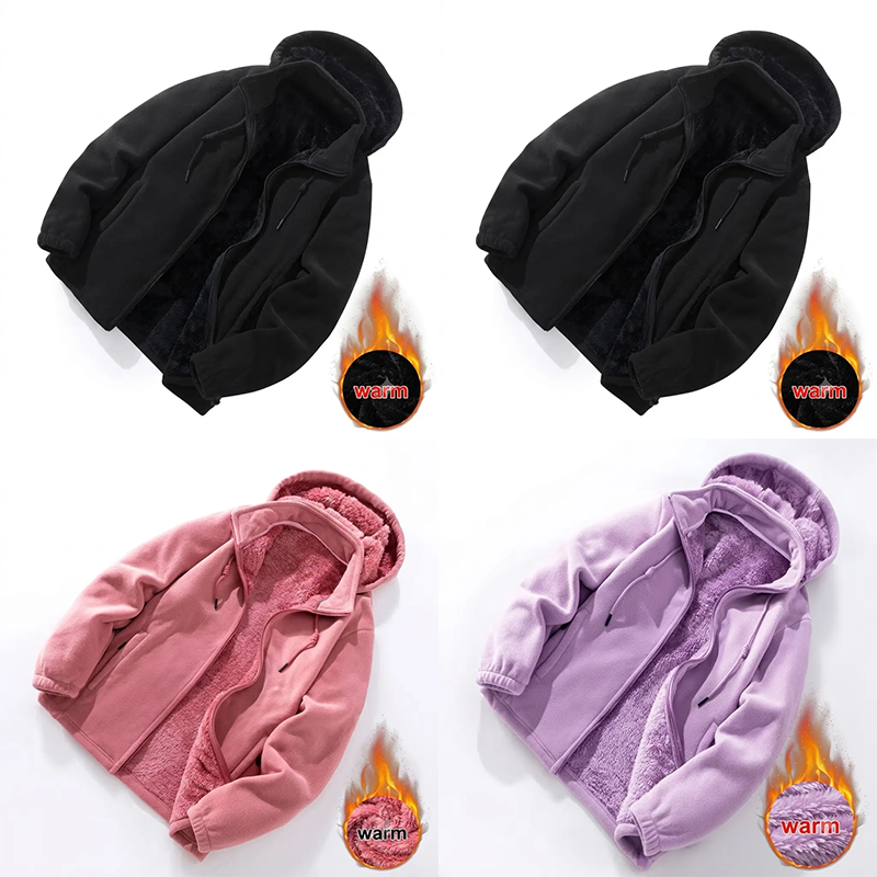 Women's 4-Pack Warm Fleece Jacket – Hooded Thick Lined Casual Winter Cardigan