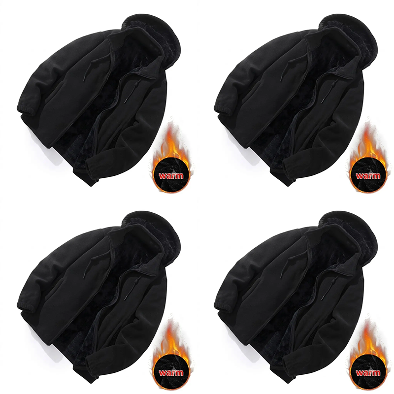 Women's 4-Pack Warm Fleece Jacket – Hooded Thick Lined Casual Winter Cardigan