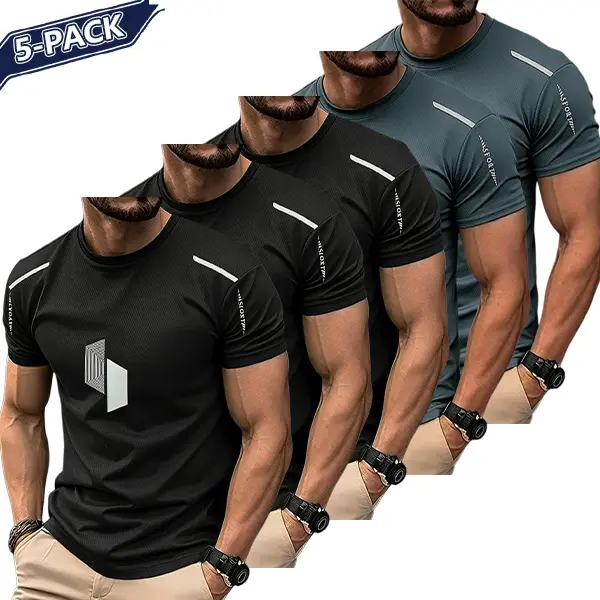 Men's 5-Pack Quick-Dry Gym Tees – Breathable Athletic Running & Training T-Shirts