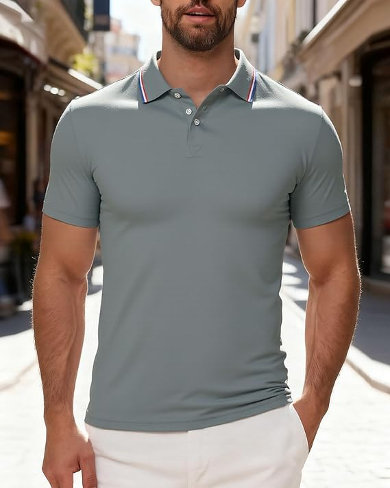 Men's 8-Pack Slim-Fit Polo Shirts – Short Sleeve Casual Fashion Tees