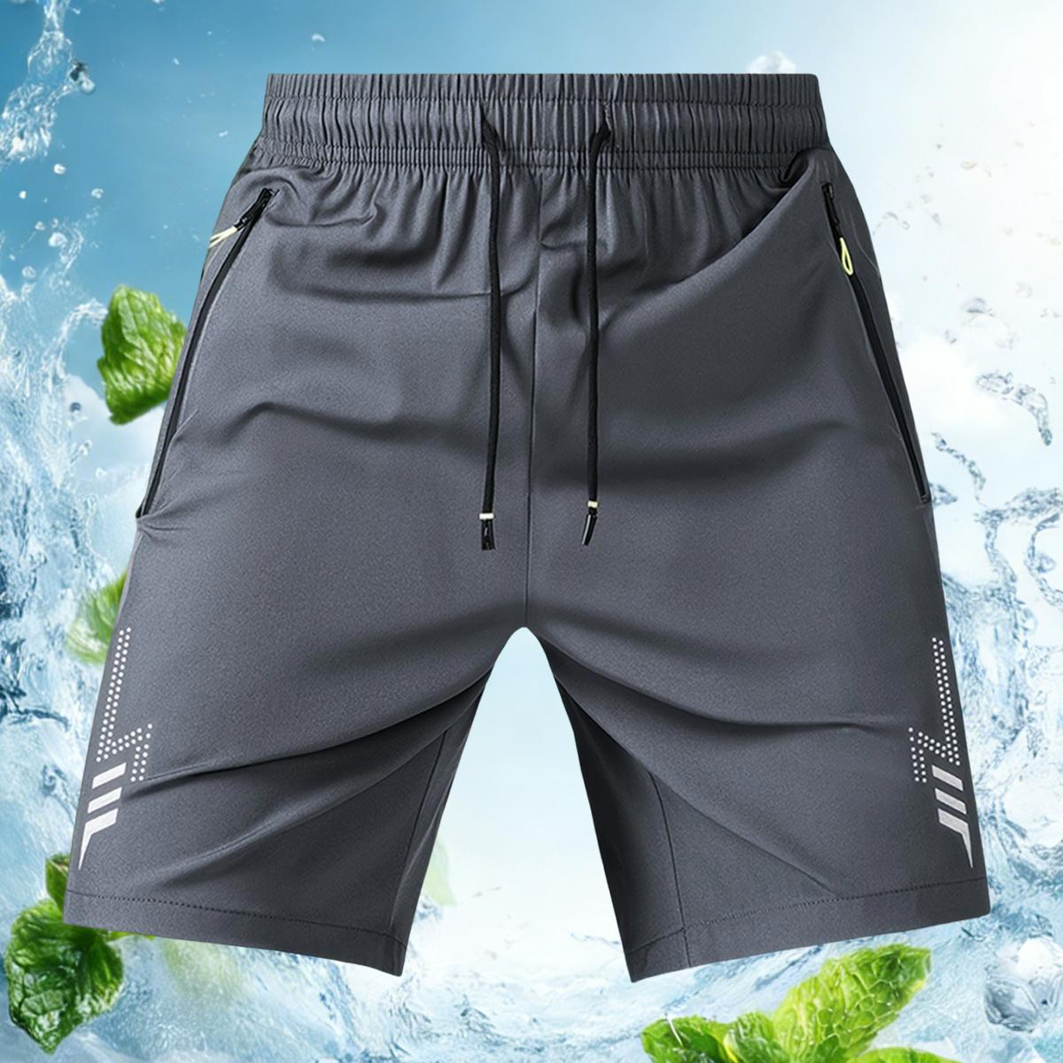 Men's 3-Pack Reflective Print Shorts – Fitted Athletic Running Shorts with Zipper Pockets
