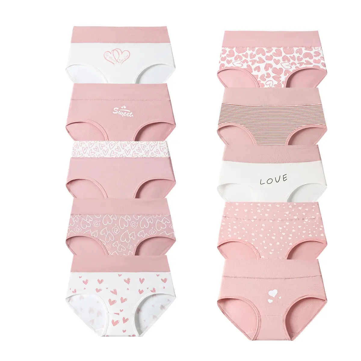Women's 10-Pack High Waisted Tummy Control Panties – Pure Cotton Soft Seamless Hipster Briefs, Cute Full Print Comfort Underwear for Everyday Wear XS-XXXXL