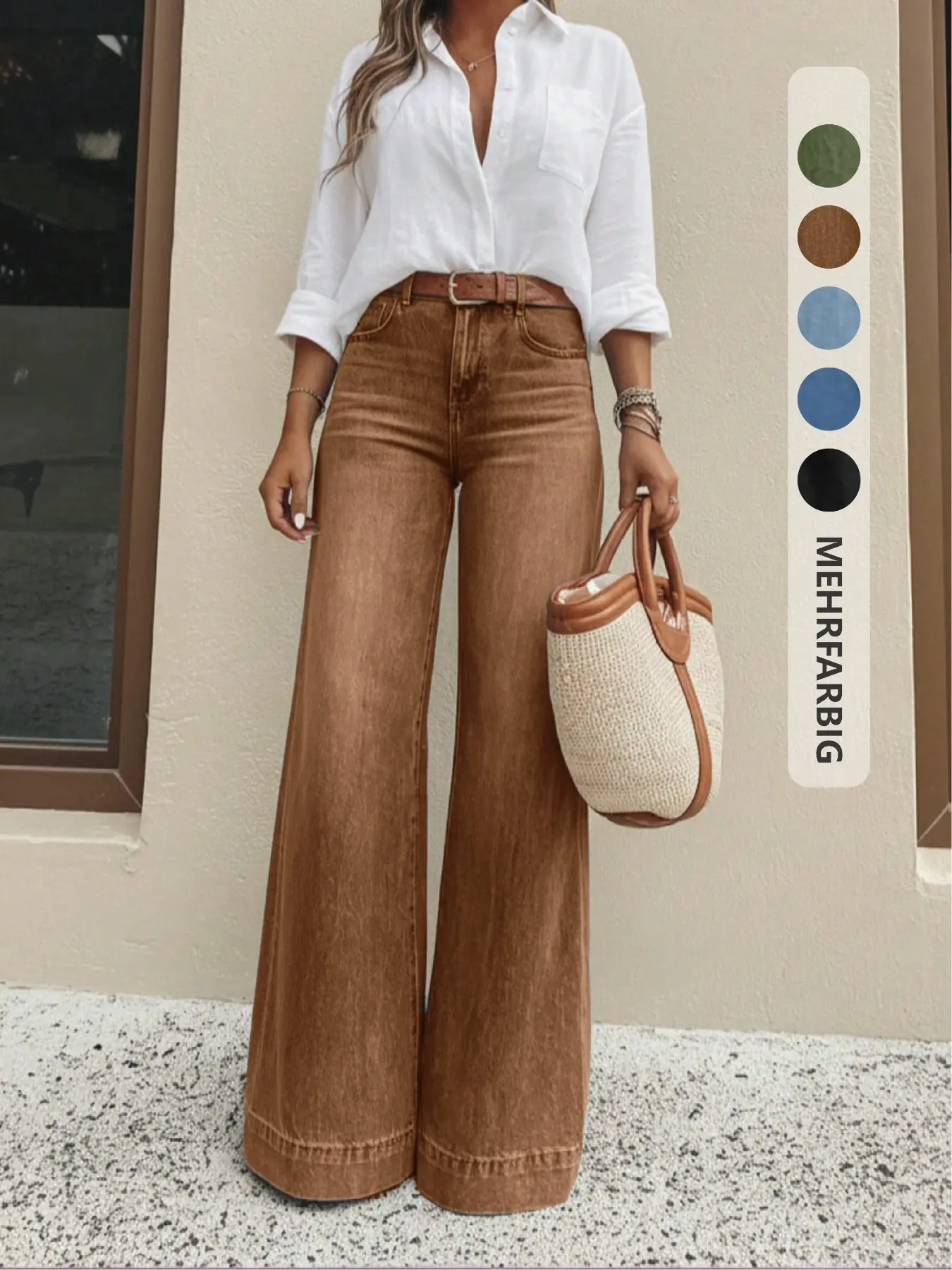 Women's Loose Straight Leg Jeans – Casual Denim Pants with Pockets