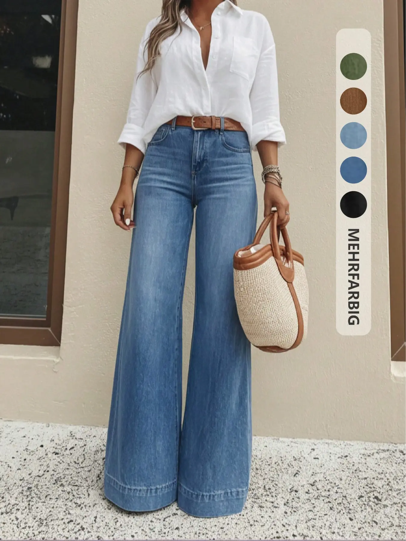 Women's Loose Straight Leg Jeans – Casual Denim Pants with Pockets