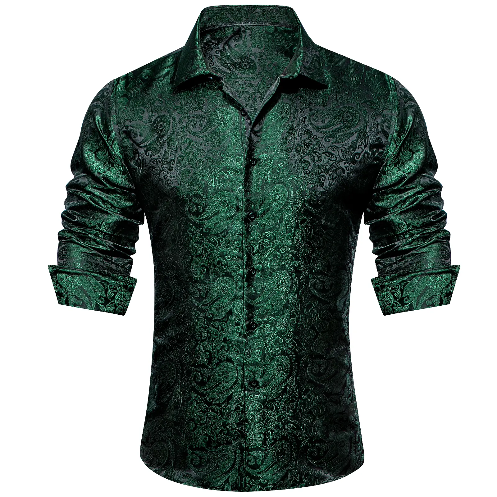 Men's Paisley Dress Shirt – Long Sleeve Wrinkle-Free Button Down Cowboy Shirt