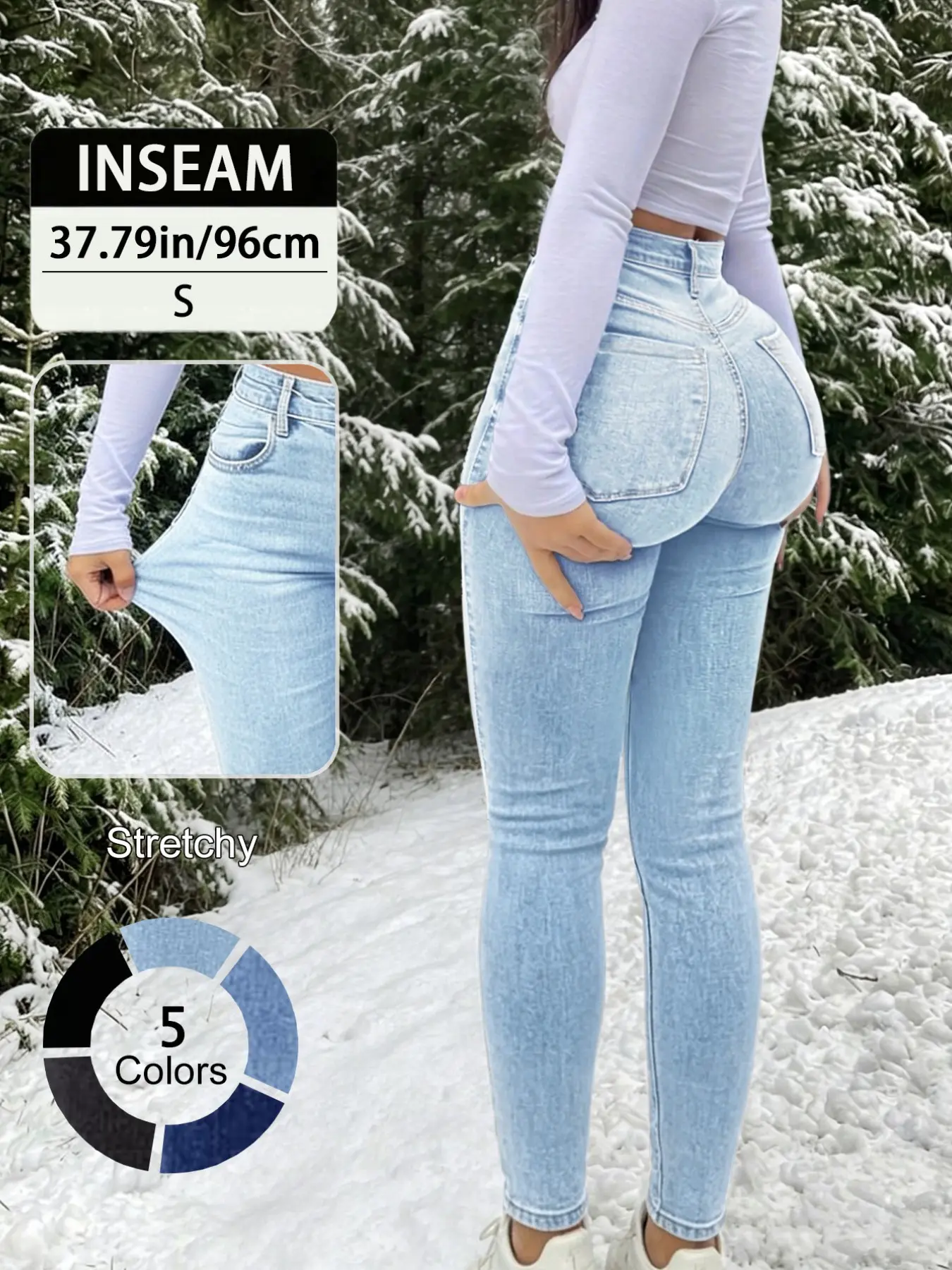 Women's 5-Pack High Waist Slim-Fit Pants – Elegant Casual Button Fly Jeans for All-Season Wear