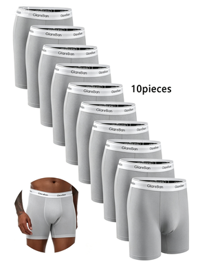 Men's 10-Pack Mid-Length Boxer Briefs – Comfortable Casual Daily Underwear