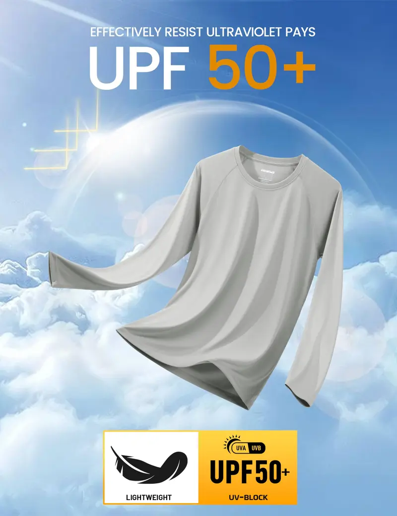 Men's UPF 50+ Quick-Dry Long Sleeve Rash Guard – Raglan Fishing & Gym Shirt