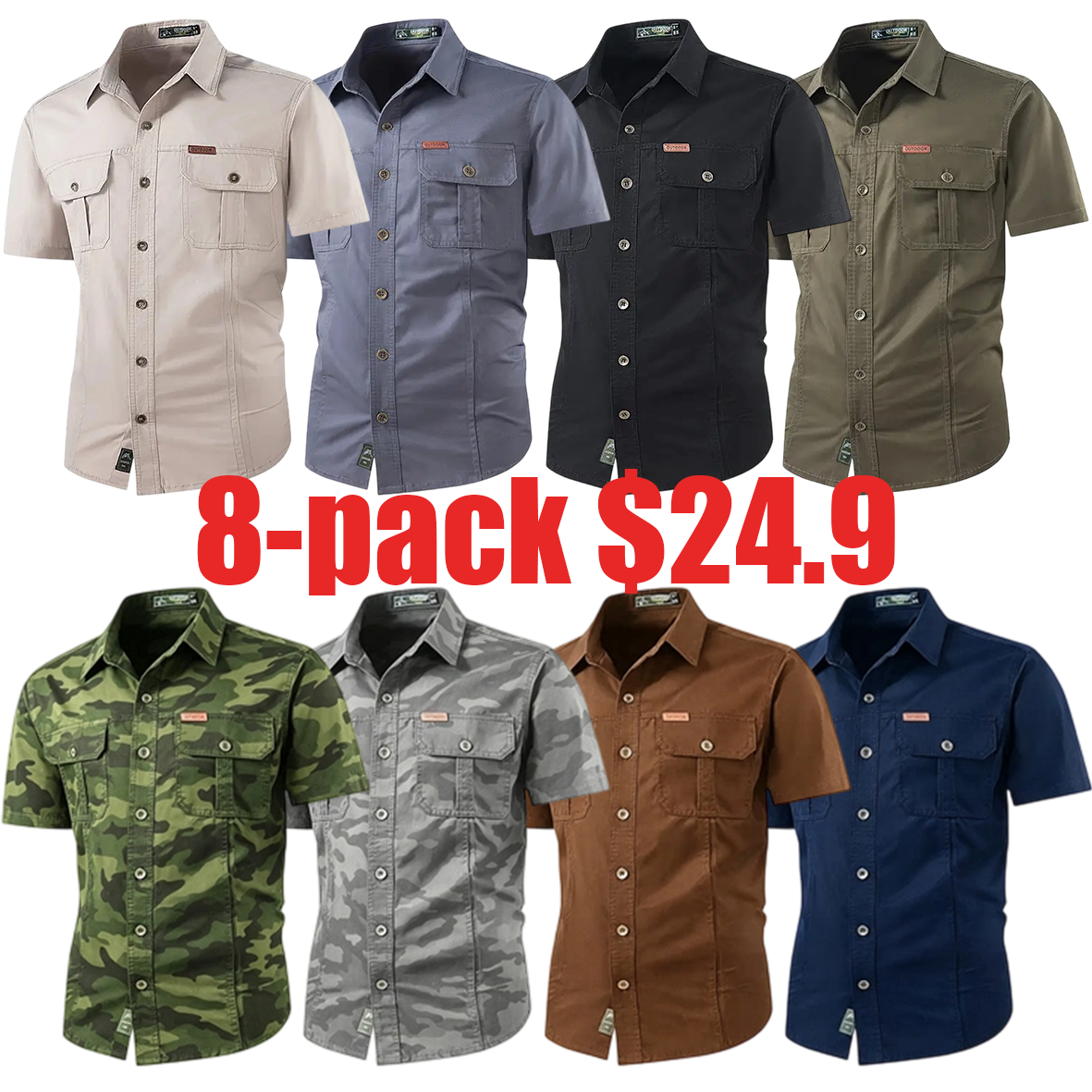 Men's Summer Casual Short Sleeve Work Shirt – Lightweight with Multiple Pockets, Great Father's Day Gift