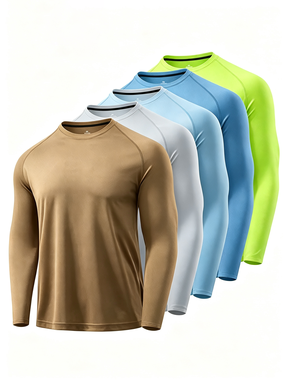 men's 10-Pack Long Sleeve Athletic T-Shirts – Quick-Dry Moisture-Wicking Workout Tops