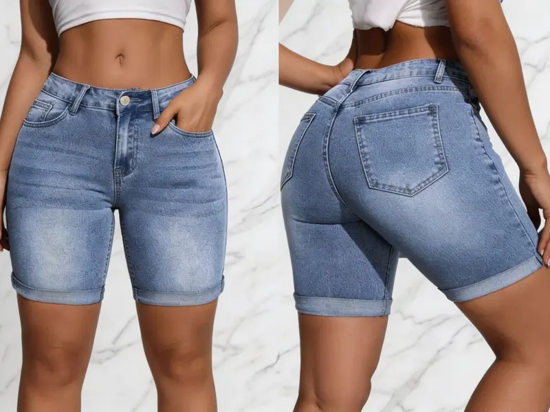 Women's 3-Pack Slim-Fit Denim Shorts – Washed Casual Summer Shorts with Pockets