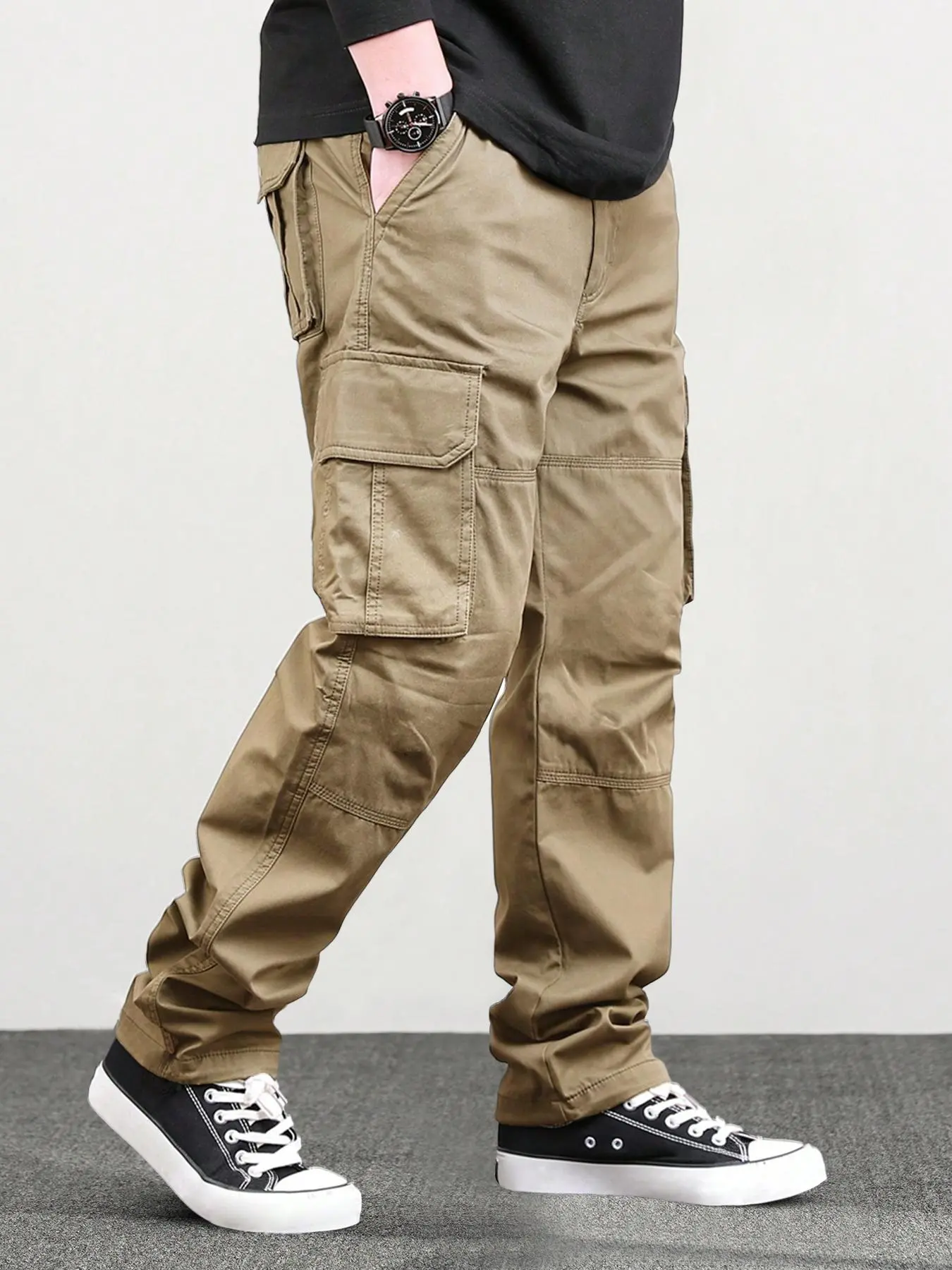 Men's 6-Pack Cargo Pants – Loose Drawstring Straight Leg Outdoor Casual Trousers