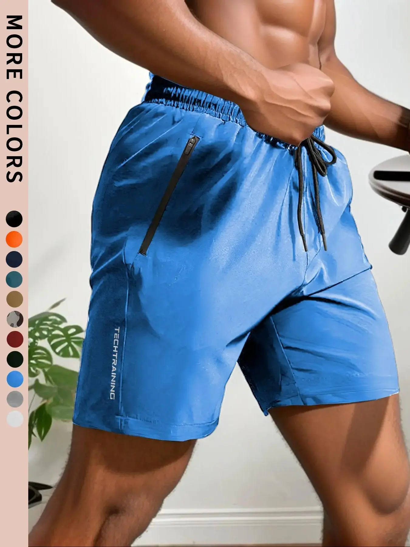 Men's 12-Pack Letter Print Track Shorts – Quick-Dry Drawstring Athletic Shorts with Zip Pockets