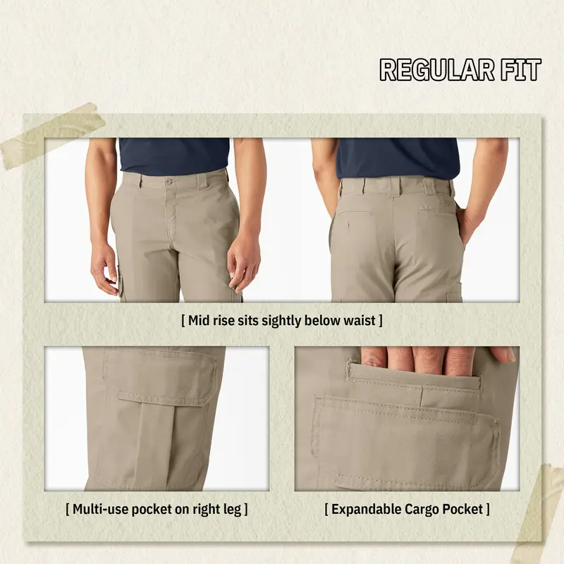 Men's Flex Cargo Pants – Regular Fit Straight Leg with Expandable Pockets