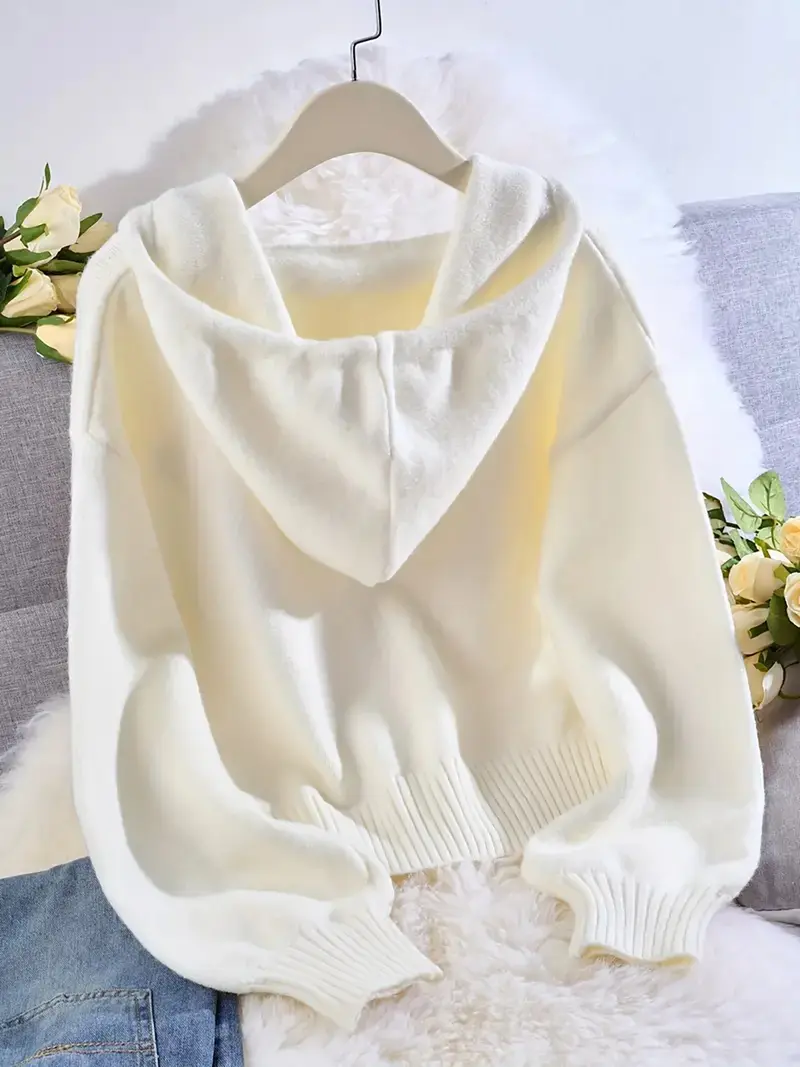 Women's 6-Pack V-Neck Drawstring Hoodie - Loose Fit Soft Knit Pullover, Casual Long Sleeve