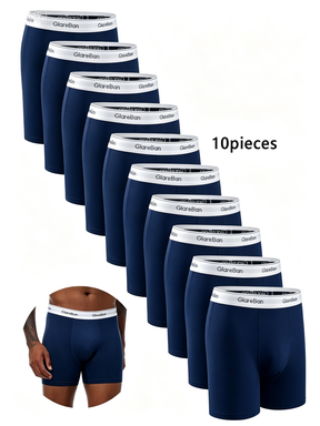 Men's 10-Pack Mid-Length Boxer Briefs – Comfortable Casual Daily Underwear