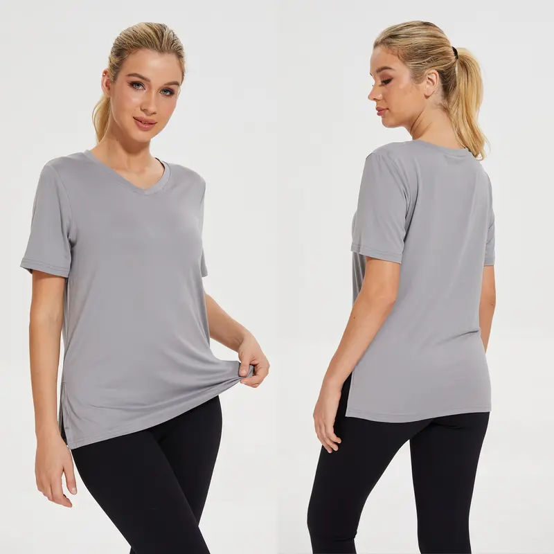 6-Pack Women's Plus Size V-Neck T-Shirts – Lightweight Breathable Loose Fit Casual Tops