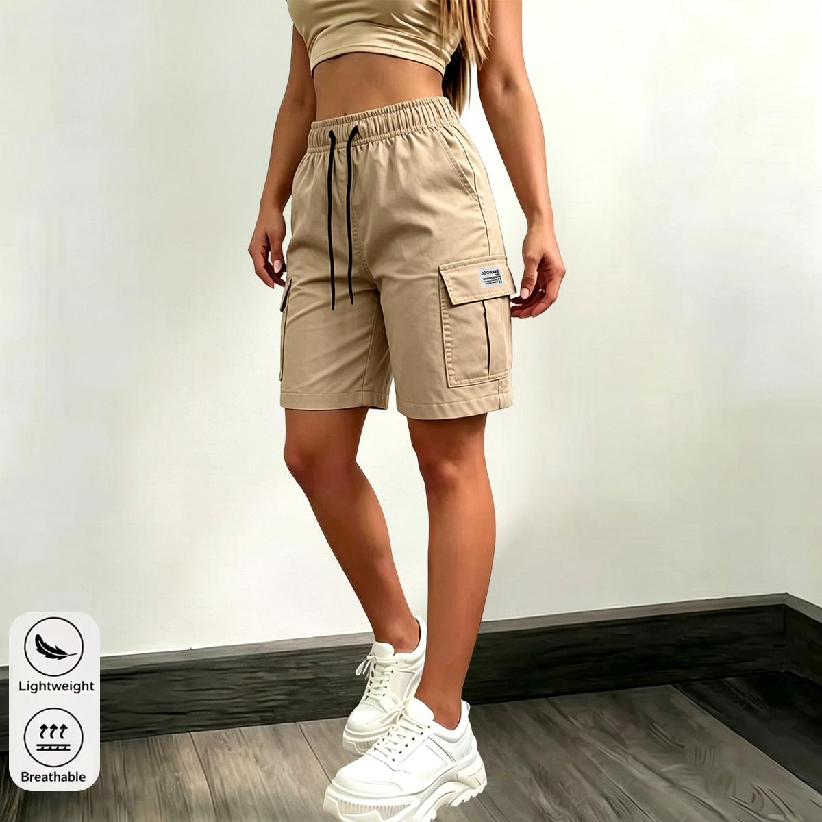Women's 8-Pack Cargo Shorts – Wide-Leg Summer Shorts with Pockets & Drawstring
