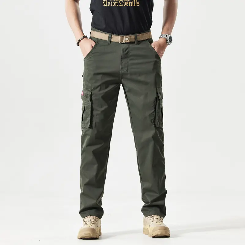 Men's Fitted Utility Khakis – Straight-Leg Solid-Color Multi-Pocket Casual Pants
