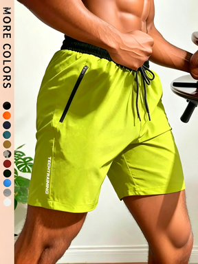 Men's 12-Pack Letter Print Track Shorts – Quick-Dry Drawstring Athletic Shorts with Zip Pockets