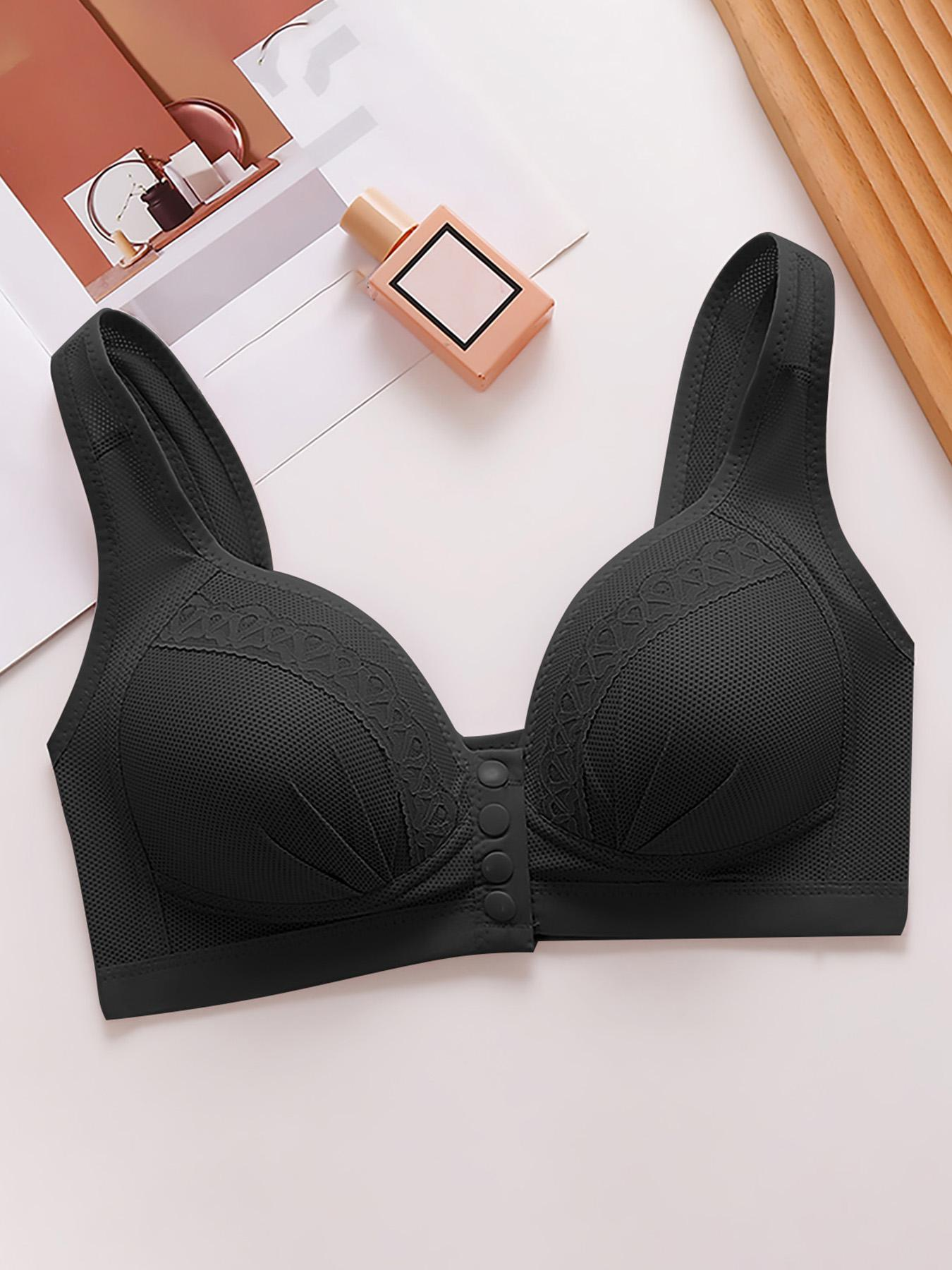 Women's 6-Pack Front Closure Push-Up Bra – Jacquard Full Coverage Unlined Seamless Underwire Bra for Daily Wear