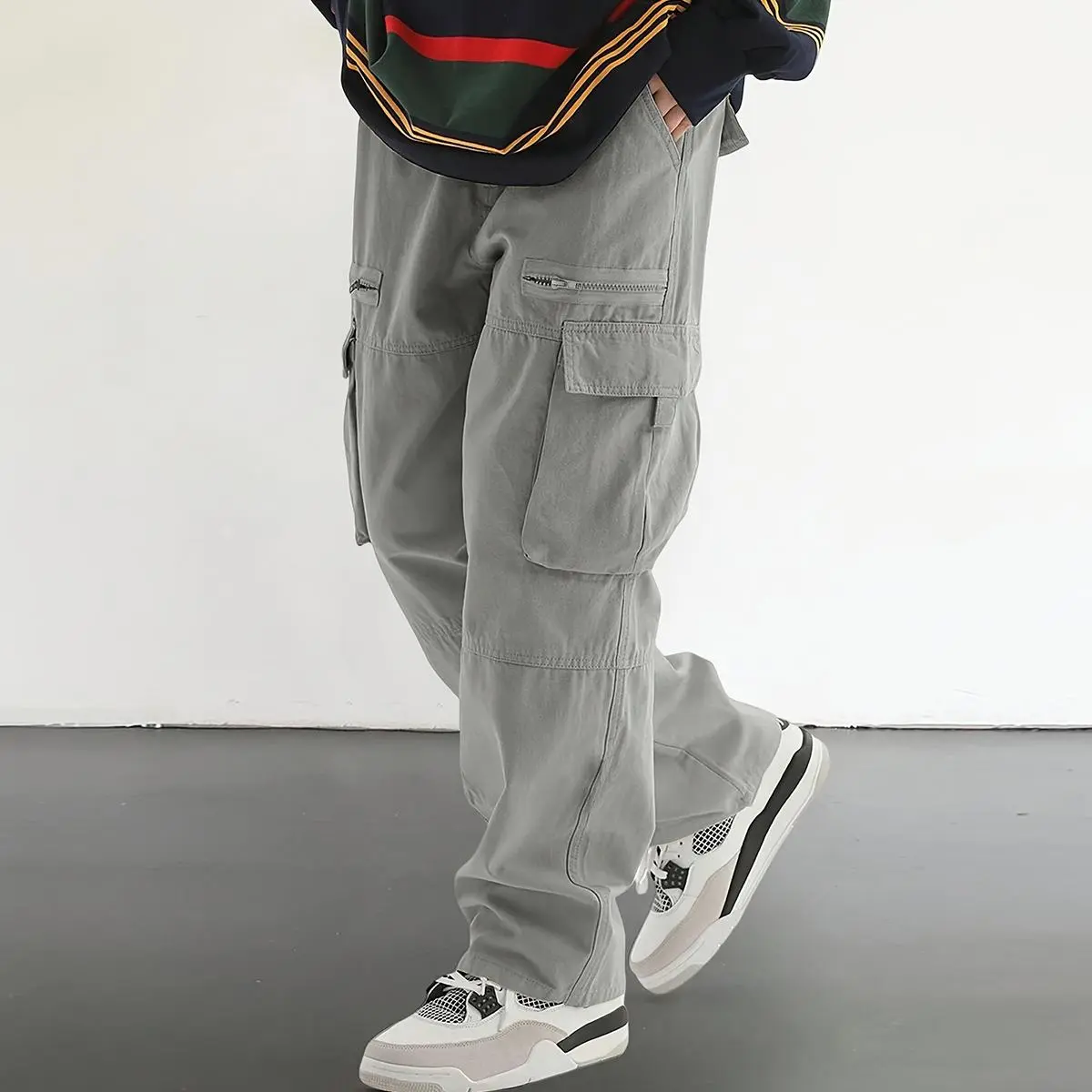 Men's 4-Pack Cargo Pants – Casual Streetwear with Pockets, All-Season Comfort Fit