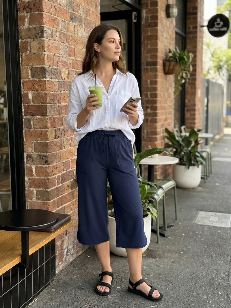 Women's Wide Leg Capri Pants – High Waisted Tummy Control with Deep Pockets, Quick Dry UPF 50+ for Travel & Daily Wear