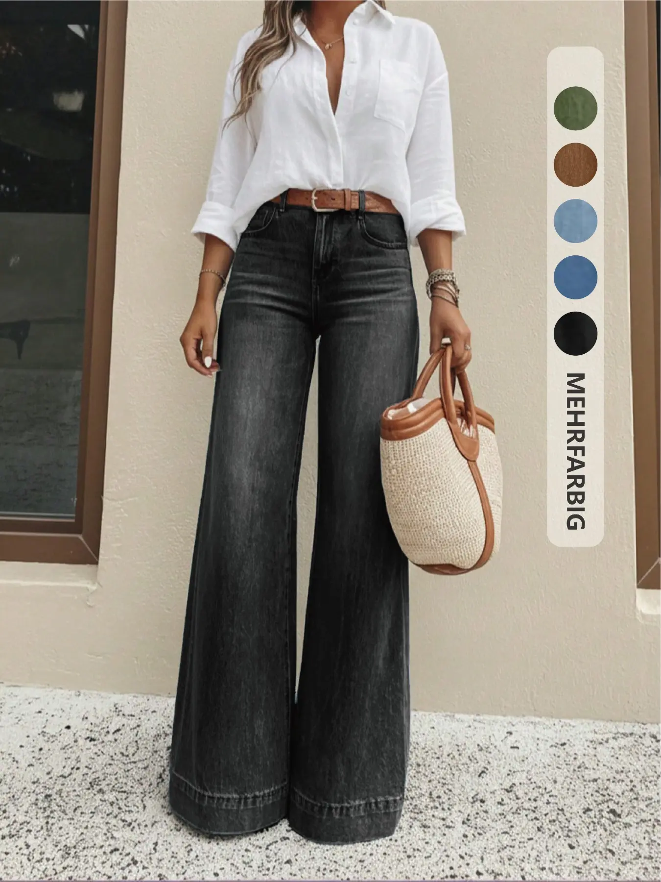 Women's Loose Straight Leg Jeans – Casual Denim Pants with Pockets
