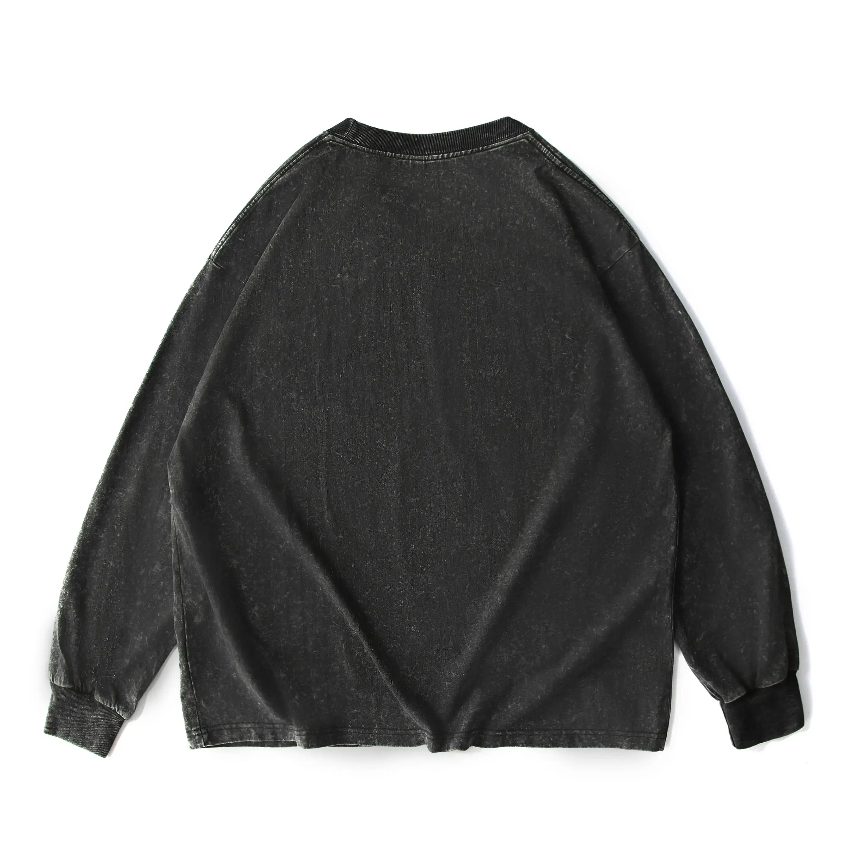 Men's 8-Pack Oversized Washed Long-Sleeve Tee – Unisex Distressed Vintage Crewneck Top