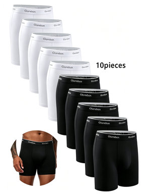 Men's 10-Pack Mid-Length Boxer Briefs – Comfortable Casual Daily Underwear