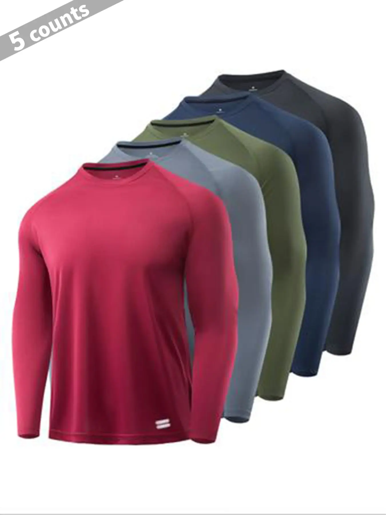 men's 10-Pack Long Sleeve Athletic T-Shirts – Quick-Dry Moisture-Wicking Workout Tops