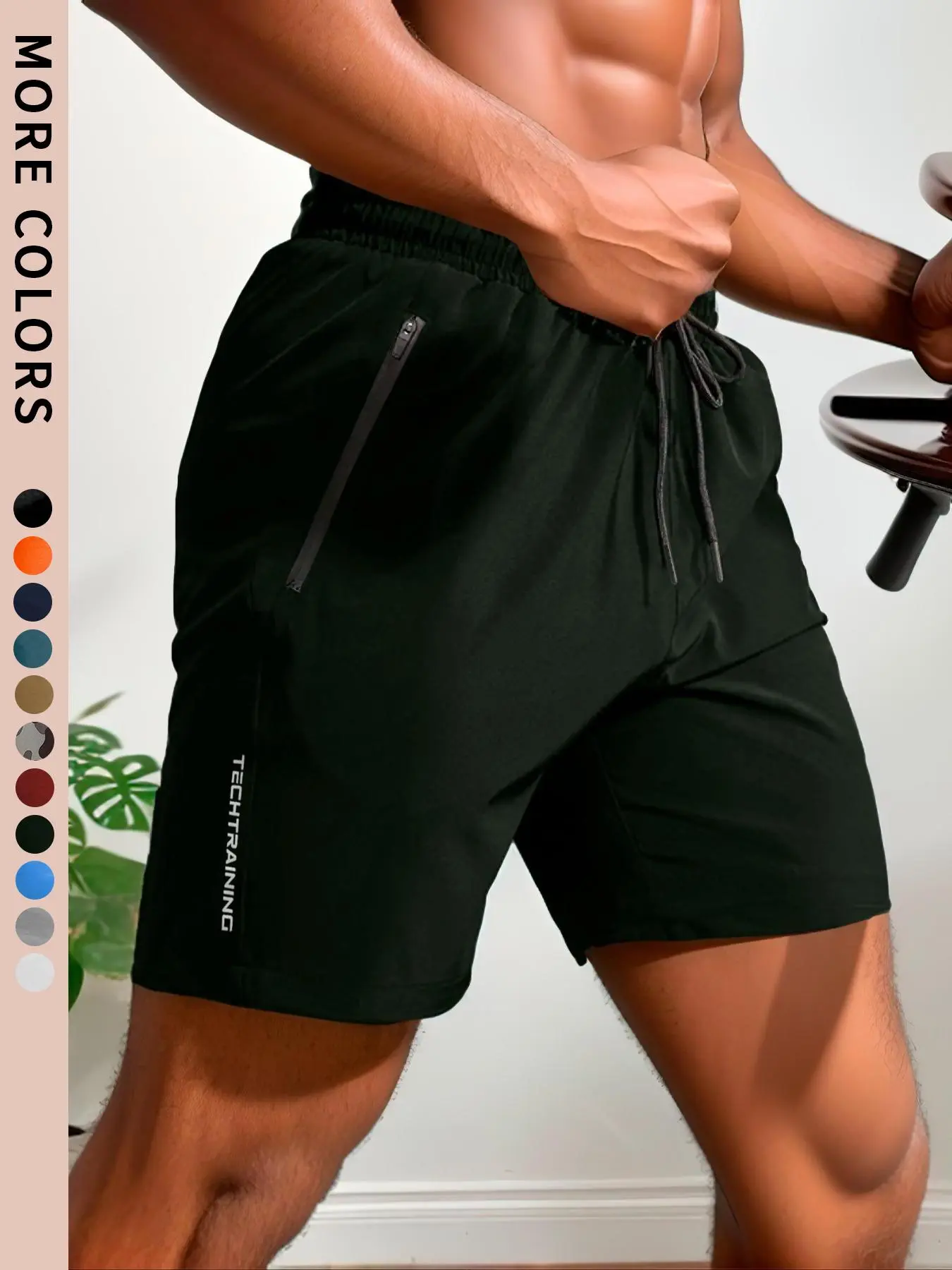 Men's 12-Pack Letter Print Track Shorts – Quick-Dry Drawstring Athletic Shorts with Zip Pockets