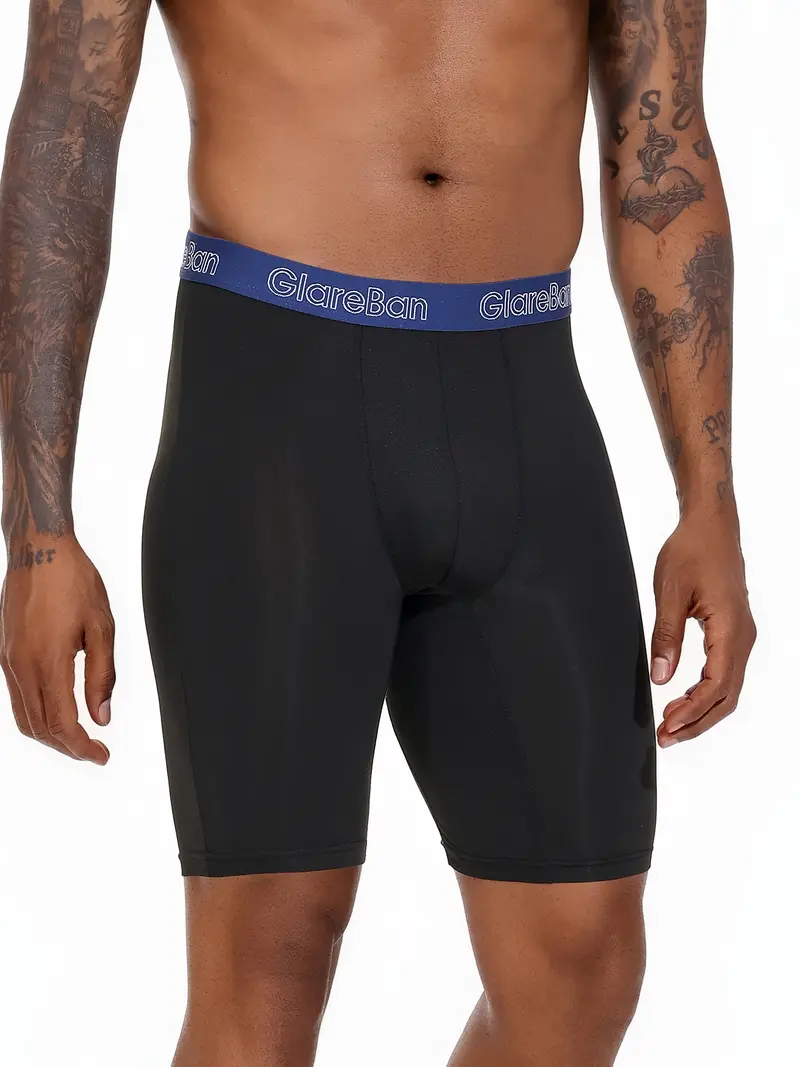 10-Pack Men's Long-Leg Quick-Dry Sports Boxer Briefs – Soft Stretchy Gym Workout Underwear