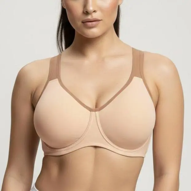 Women's 5-Pack Plus Size Sports Bra – Soft Support Non-Padded Unlined Full Coverage Activewear with Wide Straps & Outside Underwire for Everyday Fitness