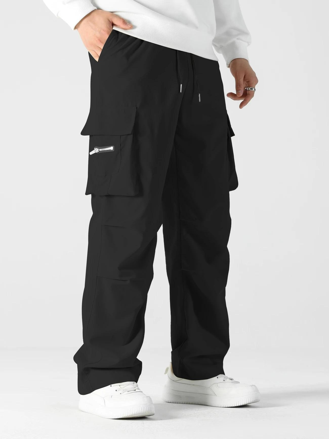 Men's 4-Pack Tactical Cargo Pants – Elastic Waist Multi-Pocket Casual Trail Pants