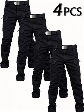 4-Pack Men's Lightweight Cargo Pants – Durable Zippered Pockets, Straight-Cut, Multi-Color