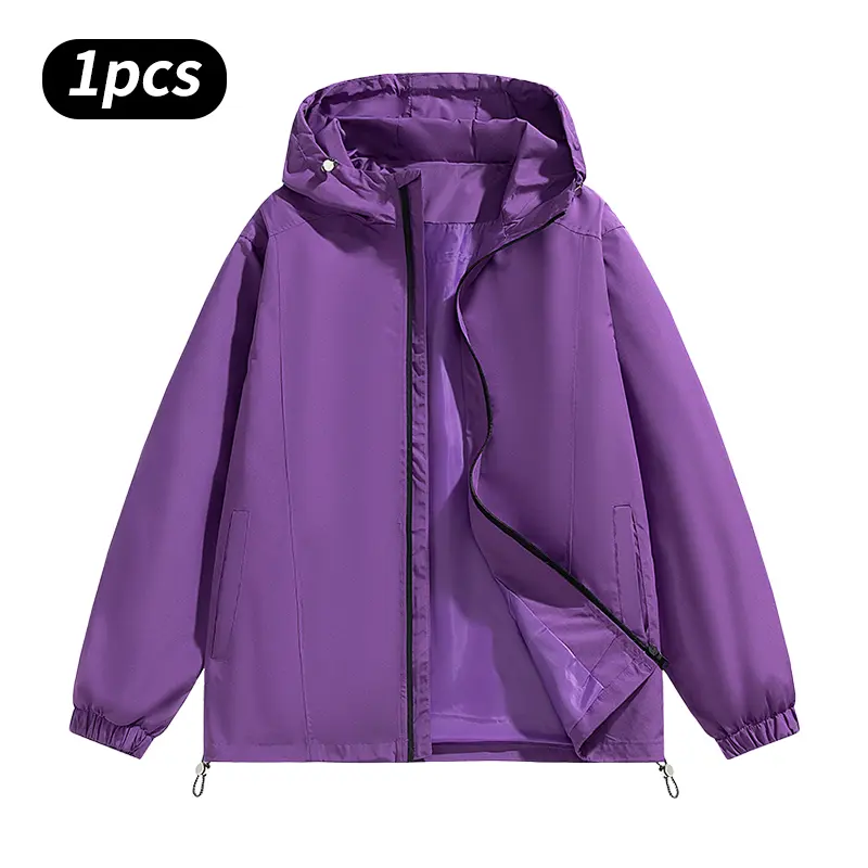Men's Windproof Waterproof Hooded Jacket – Loose-Fit Outdoor Long-Sleeve Top
