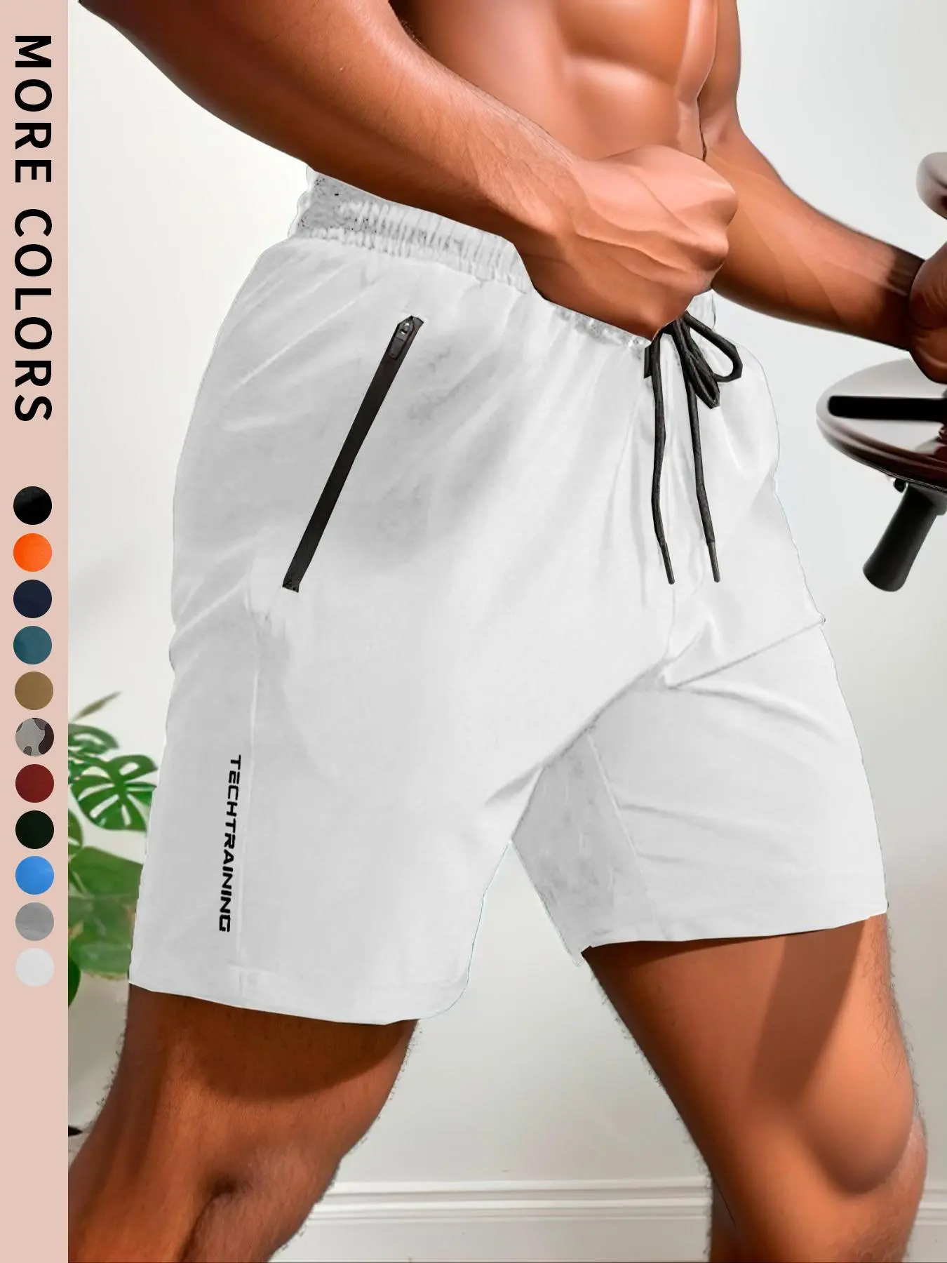 Men's 12-Pack Letter Print Track Shorts – Quick-Dry Drawstring Athletic Shorts with Zip Pockets