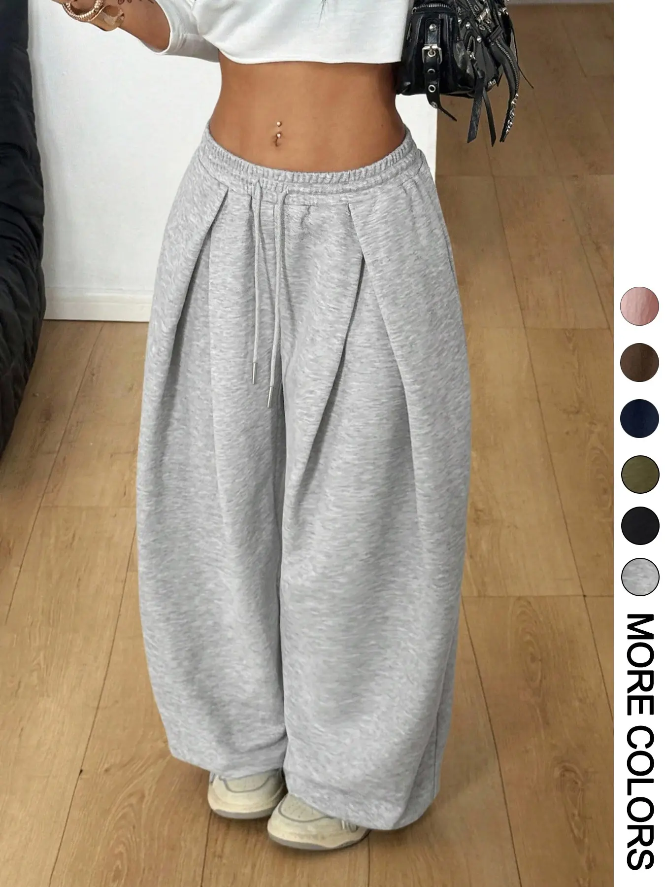 Women's Wide Leg Sweatpants – Drawstring Elastic Waist Casual Sporty Streetwear