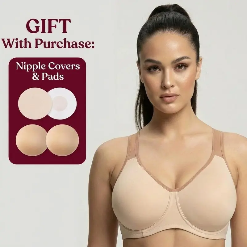 Women's 5-Pack Plus Size Sports Bra – Soft Support Non-Padded Unlined Full Coverage Activewear with Wide Straps & Outside Underwire for Everyday Fitness