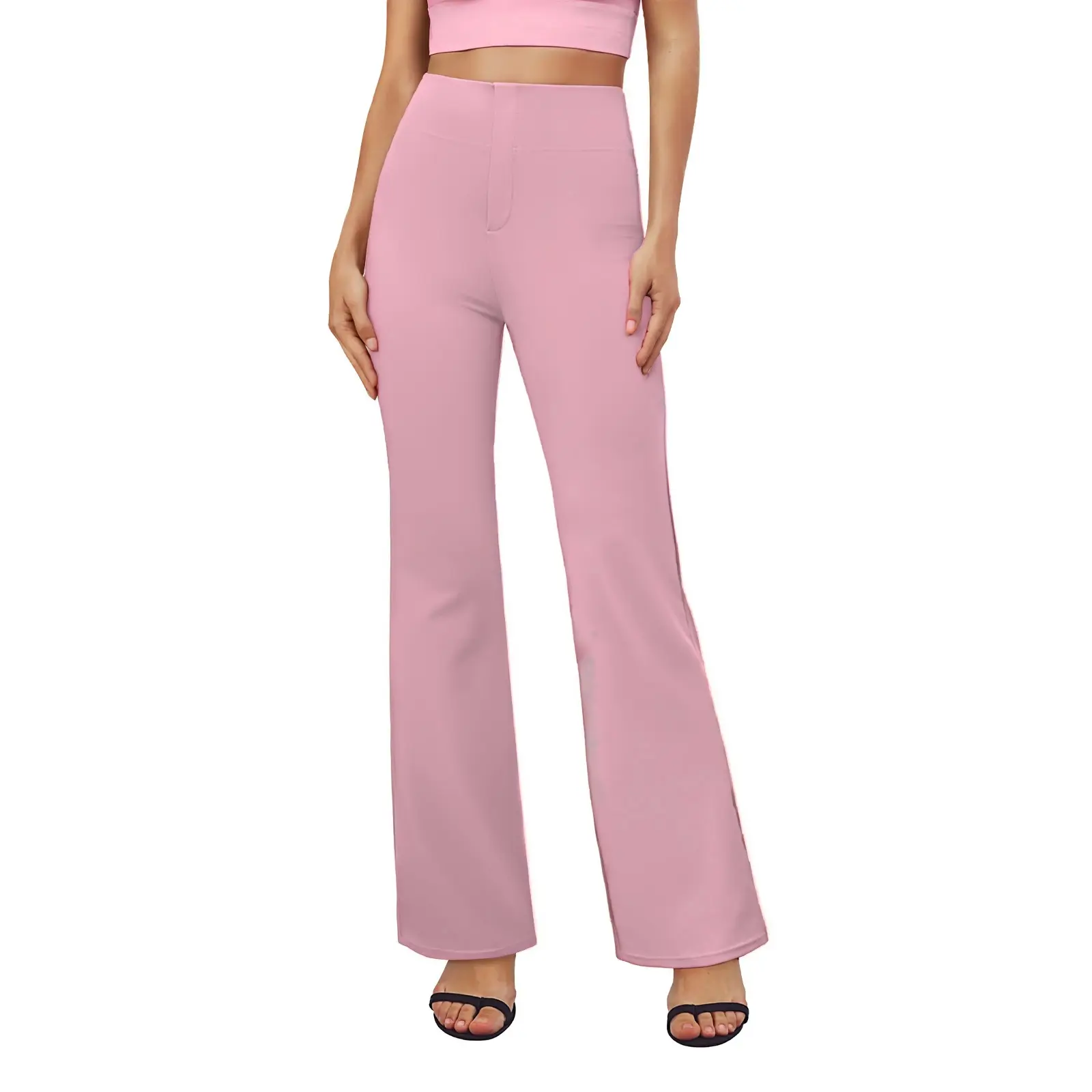 Women's High-Waisted Flared Yoga Pants – Tummy Control with Back Pockets for Office & Everyday