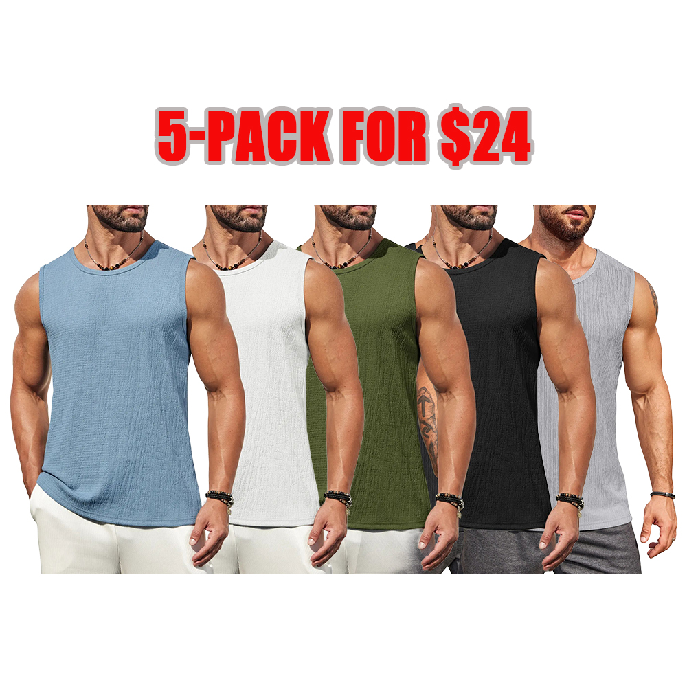 Men's Vests Casual Tank Tops Knit Sleeveless Lightweight Tee Muscle Basic T Shirts
