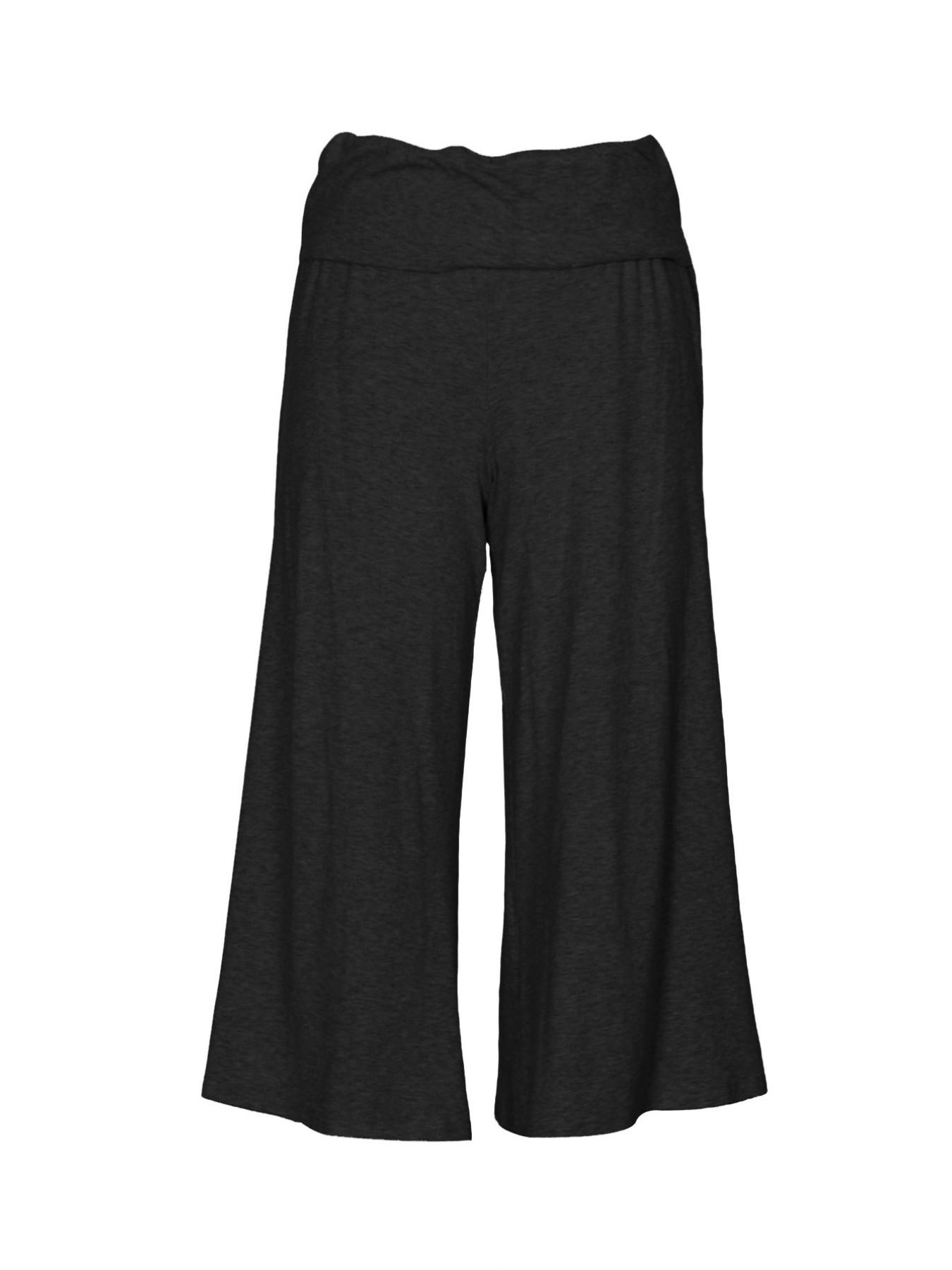 Women's Turn-Up Capri Leggings – Mid Low Waist Loose Fit Yoga Pants