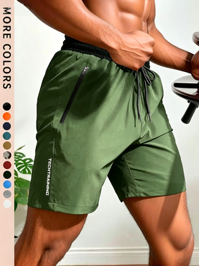 Men's 12-Pack Letter Print Track Shorts – Quick-Dry Drawstring Athletic Shorts with Zip Pockets