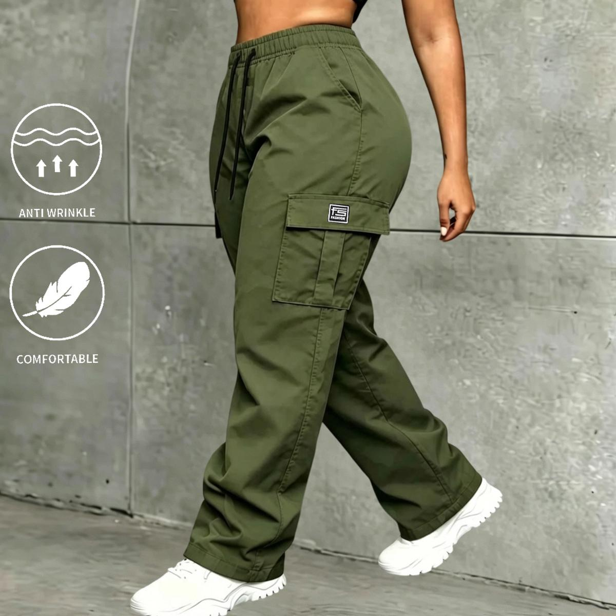 Women's 3-Pack Loose Cargo Pants – Drawstring Large Pockets Slimming Casual Athletic Trousers