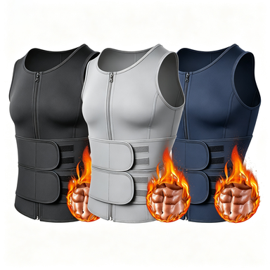 Sauna Vest, Double Belt Sauna Vest Waist Trainer, Men Body Shaping Waist Trainer Gym Fitness Breathable Sweat Abdominal Shaping Tank Top Muscle Sports Compression Workout Apparel